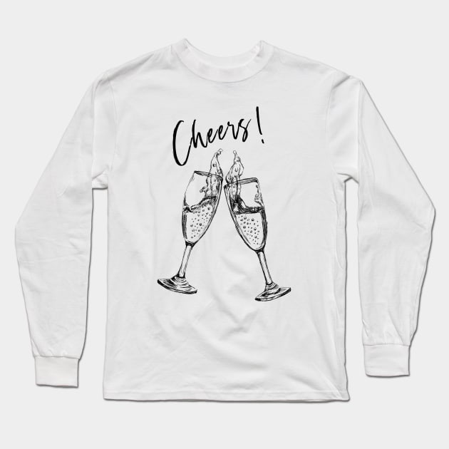 Cheers Champagne Glasses Image Long Sleeve T-Shirt by rachelsfinelines